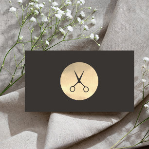 Elegant Ivory Black Faux Gold Scissors Hairdresser Business Card