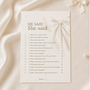 Elegant Ivory Bow Bridal Shower He Said She Said