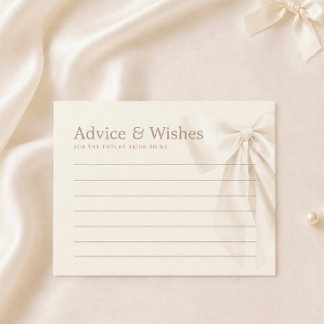 Elegant Ivory Bow Romantic Bridal Advice & Wishes Card