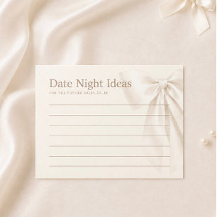 Elegant Ivory Bow Romantic Bridal Date Night Ideas Card