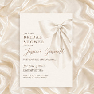 Elegant Ivory Bow Romantic Bridal Shower Invitation