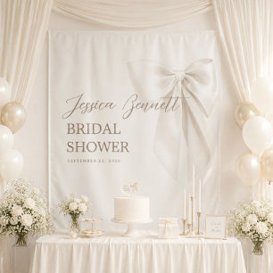 Elegant Ivory Bow Romantic Bridal Shower Neutral  Tapestry