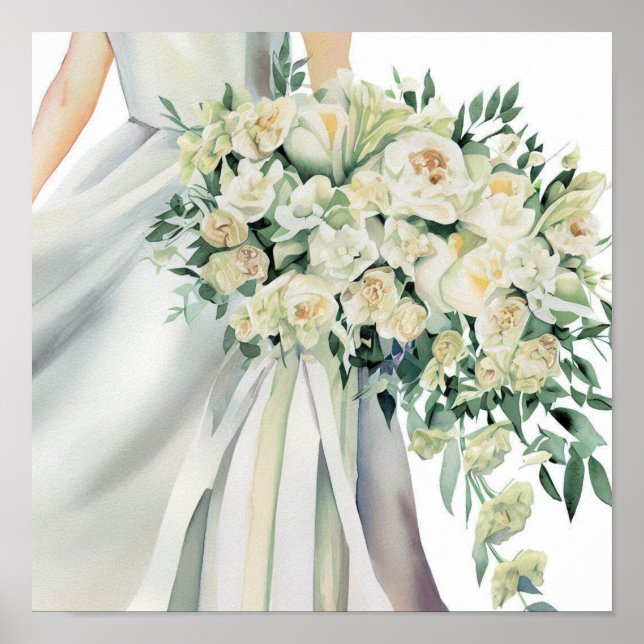  Elegant Ivory, Bridal Cascading Bouquet 2, Poster (Front)