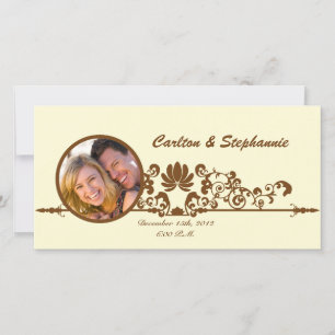 Elegant Ivory/Brown Wedding Photo Announcement