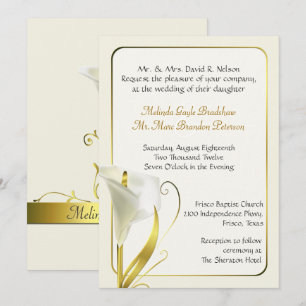 Elegant Ivory Calla Lily Wedding Invitation