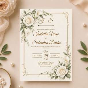 Elegant Ivory Calla Lily Wedding Invitation