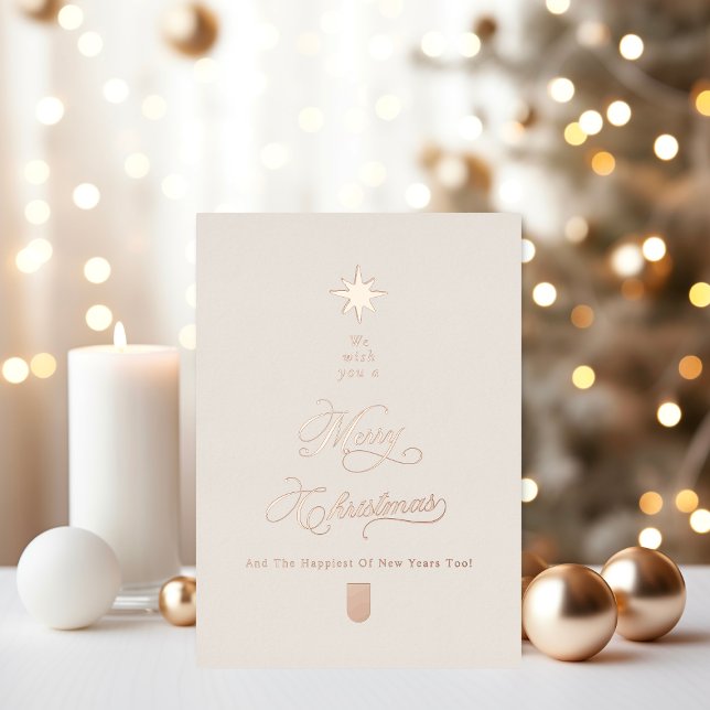 Elegant Ivory Calligraphy Christmas Tree Rose Gold (Creator Uploaded)
