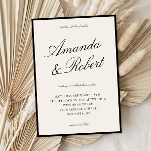 Elegant Ivory Calligraphy Old Money Wedding Invitation