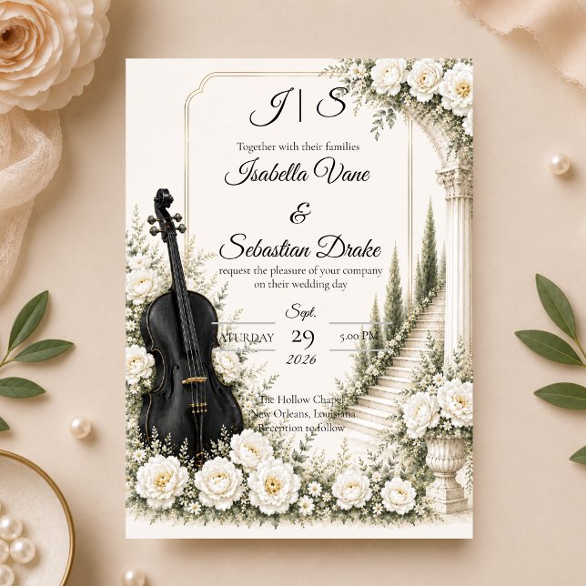 Elegant Ivory Cello Romance Wedding  Invitation (Creator Uploaded)