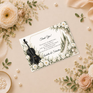 Elegant Ivory Cello Romance Wedding Thank You Card