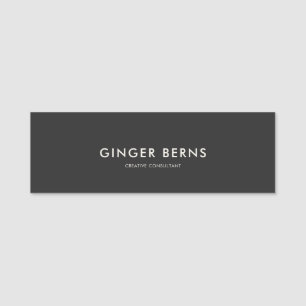 Elegant Ivory Charcoal Minimalist Classic Name Tag
