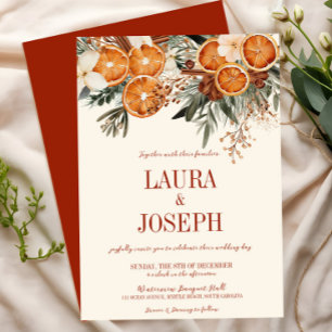 Elegant Ivory Citrus Floral Wedding Invitation