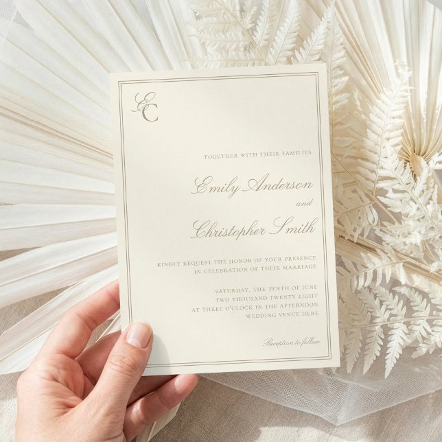 Elegant Ivory Classic Wedding Invitation (Creator Uploaded)