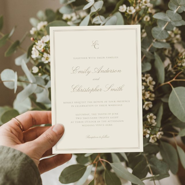 Elegant Ivory Classic Wedding Invitation (Creator Uploaded)