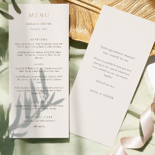 Elegant Ivory Copper Script Double Side Wedding Menu