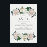 Elegant Ivory Cream Floral 18th Birthday Invitation<br><div class="desc">Beautiful,  elegant ivory and cream floral women's 18th birthday party invitation.   Text is customisable,  so make it your own.  Contact us for help with customisation or to request matching products.</div>