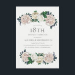 Elegant Ivory Cream Floral 18th Birthday Invitation<br><div class="desc">Beautiful,  elegant ivory and cream floral women's 18th birthday party invitation.   Text is customisable,  so make it your own.  Contact us for help with customisation or to request matching products.</div>