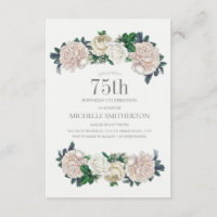 Elegant Ivory Cream Floral 75th Birthday