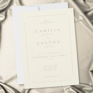 Elegant Ivory Cream Minimalist Modern Wedding Invitation