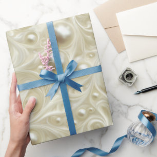 Elegant Ivory Cream Pearl Swirl Abstract Pattern Wrapping Paper