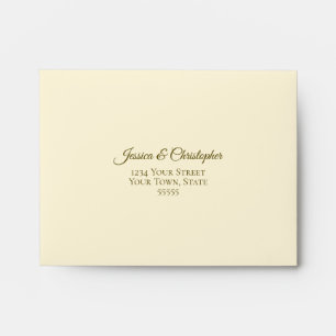 Elegant Ivory Cream with Gold Lace Wedding RSVP Envelope