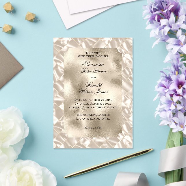 Elegant Ivory Faux Foil Acrylic Wedding Invitation (Insitu (Wedding))