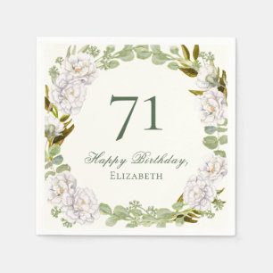 Elegant Ivory Floral 71st Birthday Napkins