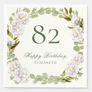 Elegant Ivory Floral 82nd Birthday Napkins