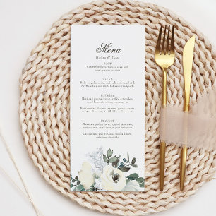 Elegant Ivory Floral Blooms Wedding Menu