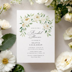 Elegant Ivory Floral Bridal Shower Invitation