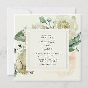 Elegant Ivory Floral Garden Wedding Invitation