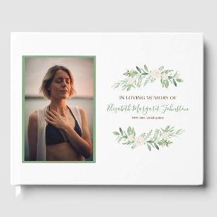 Elegant Ivory Floral In Loving Memory Funeral Guest Book
