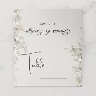Elegant ivory floral minimalist folded wedding place card