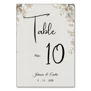 Elegant ivory floral minimalist wedding table card