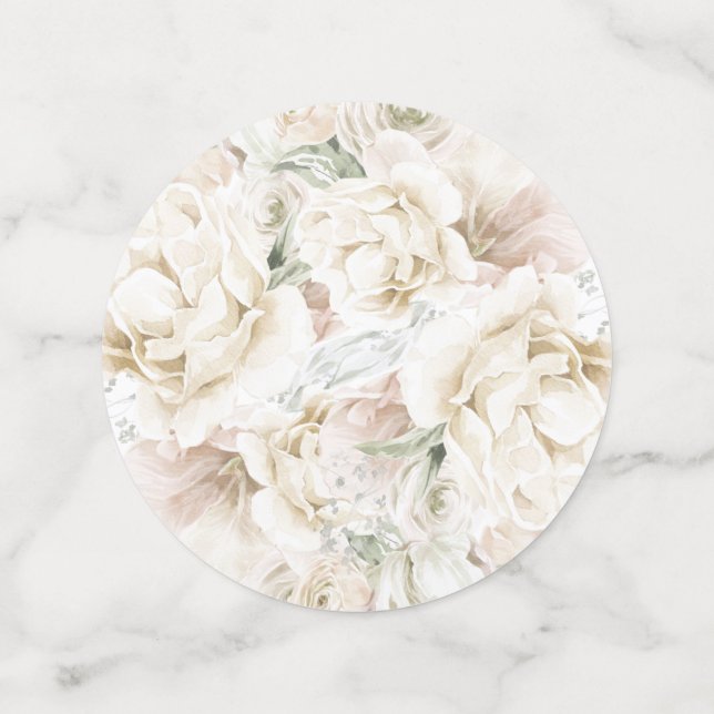 Elegant Ivory Floral Monogram Wedding Confetti  (Medium Back)