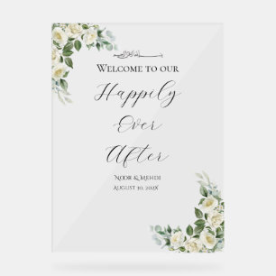 elegant ivory floral muslim acrylic sign