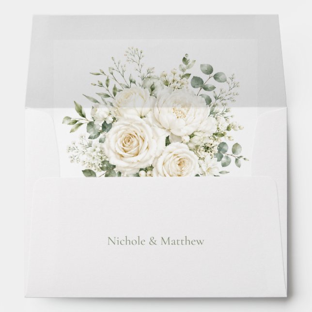 Elegant Ivory Floral Wedding Envelope (Back (Bottom))