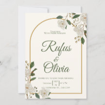 Elegant Ivory Floral Wedding Invitation | Greenery