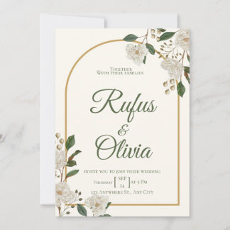 Elegant Ivory Floral Wedding Invitation | Greenery