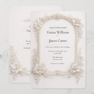 Elegant Ivory Floral Wedding Invitation. Invitation