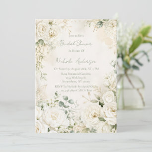 Elegant Ivory Florals Bridal Shower Invitation