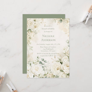 Elegant Ivory Florals Brunch and Bubbly Invitation