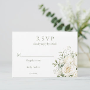 Elegant Ivory Florals Wedding RSVP Card