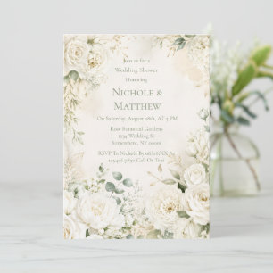 Elegant Ivory Florals Wedding Shower Invitation