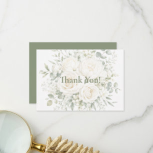 Elegant Ivory Florals Wedding Thank You Card