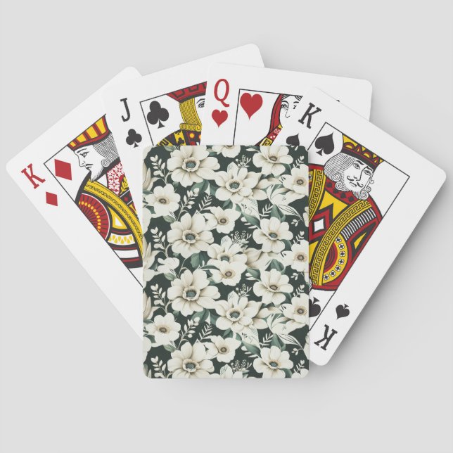 Elegant Ivory Flowers Playing Cards (Back)
