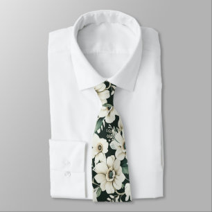 Elegant Ivory Flowers Tie