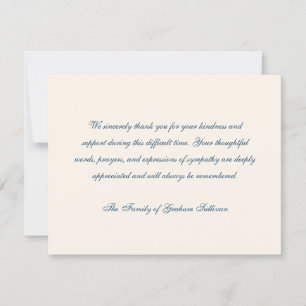 Elegant Ivory Funeral Acknowledgment Thank You Card