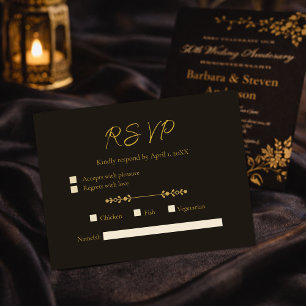 Elegant Ivory Gold 50th Wedding Anniversary RSVP Postcard