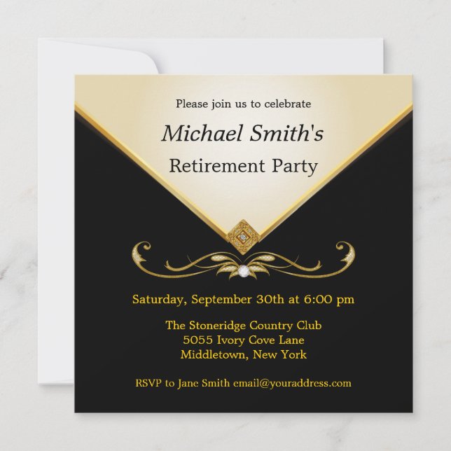 Elegant Ivory Gold Black Special Event Invitations (Front)